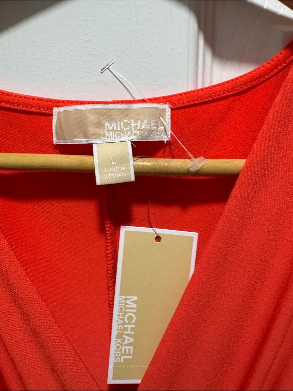NEW Michael Kors NEW W TAGS Sleeveless V-Neck Maxi Dress in Bright Red-Orange L